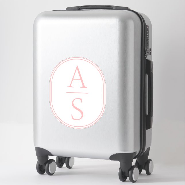 Sticker Initiales Monogramme Rose Moderne Simple Bagages (Sur valise)
