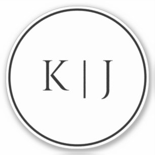 Sticker Initiales Monogrammes Nom Mariage minimal élégant