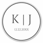 Sticker Initiales Monogrammes Nom Mariage minimaliste élég<br><div class="desc">Imprimé avec des initiales monogrammes pour les couples qui conviennent parfaitement aux mariages,  fiançailles,  anniversaires etc (que vous pouvez modifier,  modifier et personnaliser) dans un design simple et élégant! Disponible dans toutes les tailles,  il suffit de choisir la bonne taille que vous avez besoin.</div>