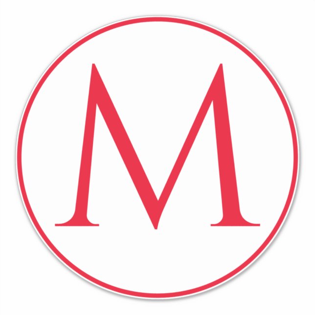 Sticker Initiales Monogrammes Nom personnalisé Rouge Blanc (Devant)