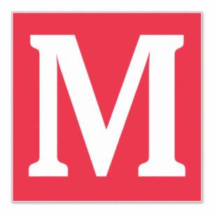 Sticker Initiales Monogrammes Rouge Blanc Gras Nom personn