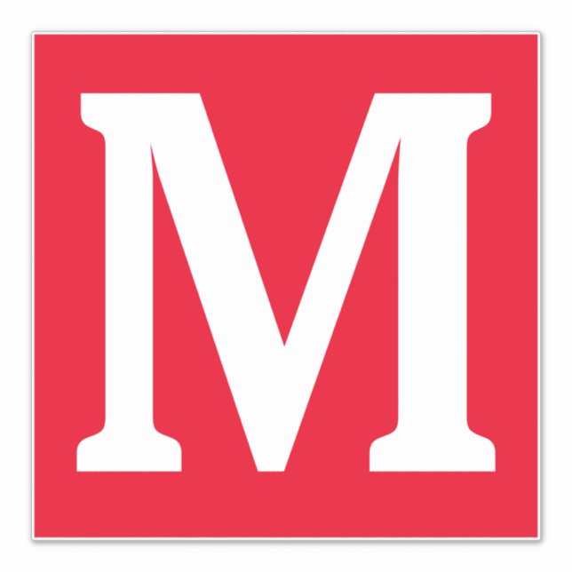 Sticker Initiales Monogrammes Rouge Blanc Gras Nom personn (Devant)