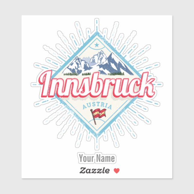 Sticker Innsbruck Tyrol Autriche Retro Alpes Vintage (Feuille)