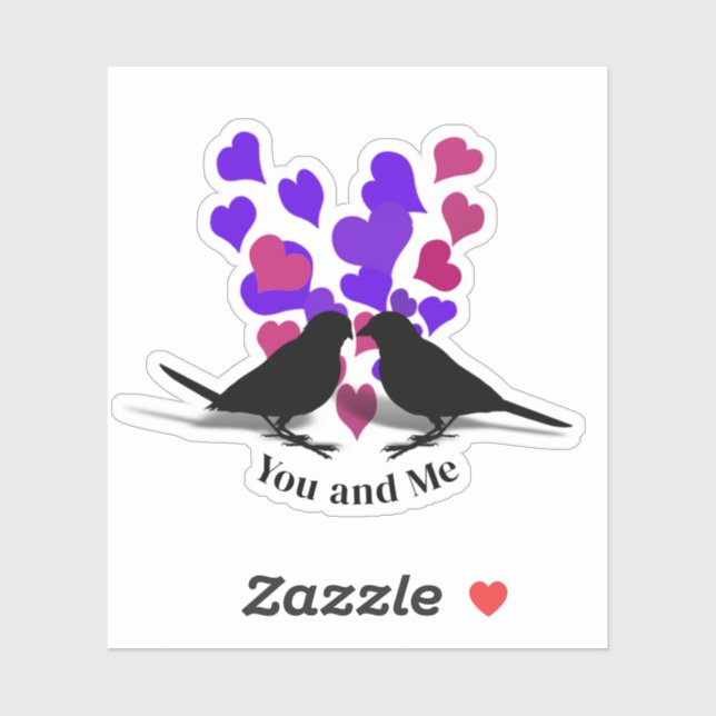 Sticker Inséparables de coeur violet Valentine (Feuille)