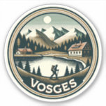 Sticker Insigne des Vosges France<br><div class="desc">Les Vosges dans un style vectoriel. Les Vosges sont une gamme de montagnes moyennes dans l'est de la France,  près de sa frontière avec l'Allemagne.</div>