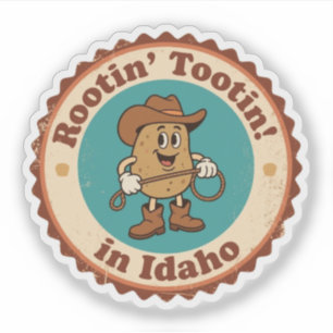 Sticker Insigne fantaisiste de l'Idaho_ Cowboy Potato avec