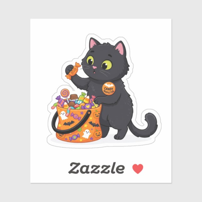 Sticker Inspecteur de bonbons professionnel drôle Chat Hal (Feuille)
