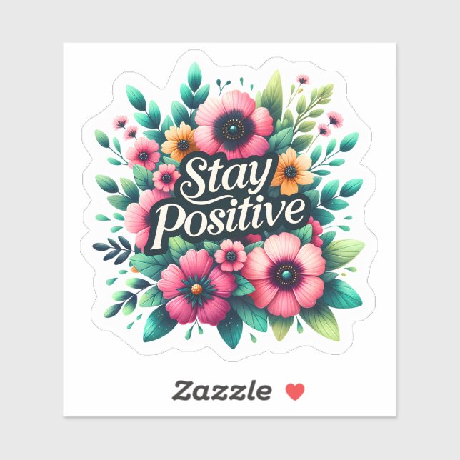 Sticker Inspiration florale pour des vibrations positives (Feuille)