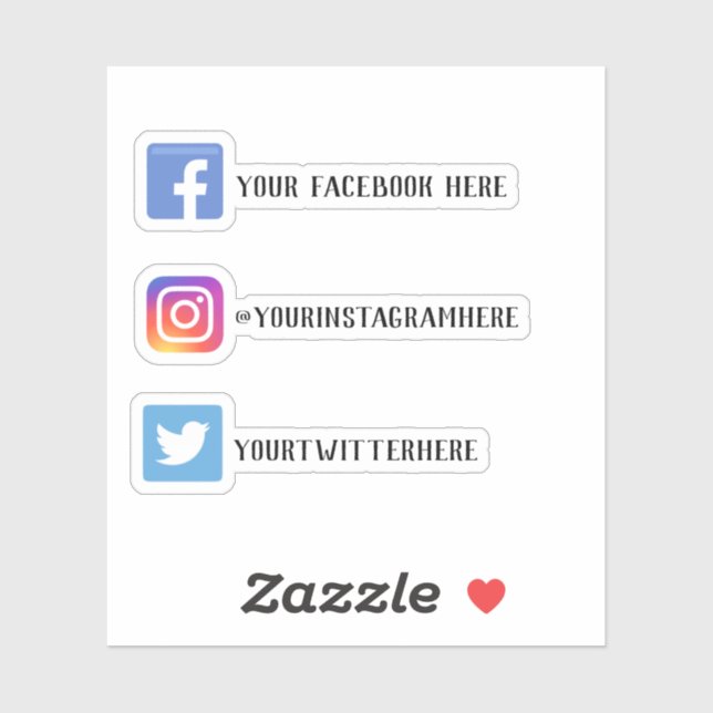 Sticker Instagram personnalisé Facebook Twitter Médias soc (Feuille)