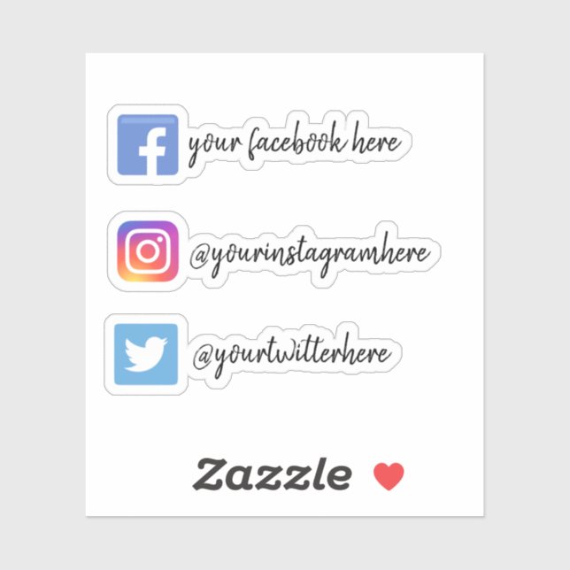Sticker Instagram personnalisé Facebook Twitter Médias soc (Feuille)