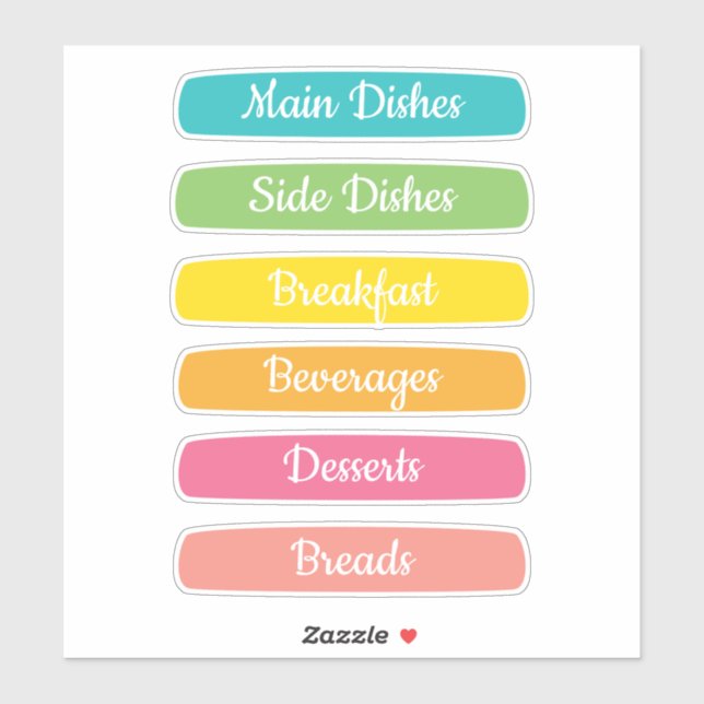 Sticker Intercalaires de Recettes Personnalisés (Feuille)
