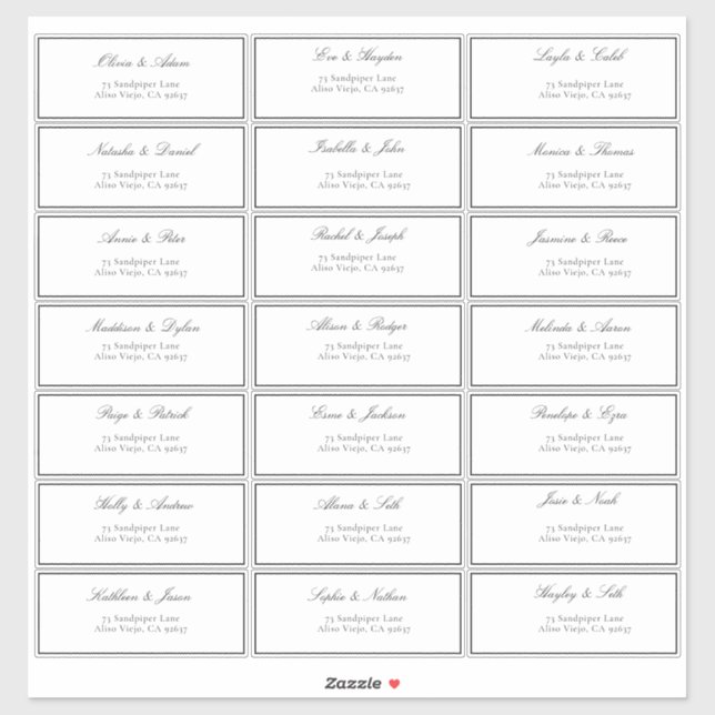 Sticker Invitation de mariage classique en acrylique prune (Feuille)