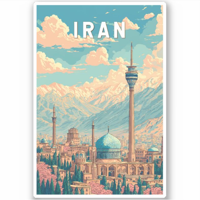 Sticker Iran Illustration Travel Art Vintage (Devant)
