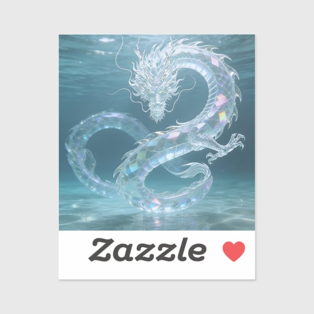 Sticker Iridescent Water Dragon Art Fantasy Dragon Design  (Feuille)