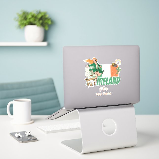 Sticker Irlande Pavillon Vintage St. Patrick's Day Retro (Ordinateur portable sur le bureau)