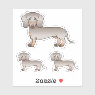 Sticker Isabella Et Tan Cheveux Court Dachshund Dessin Chi