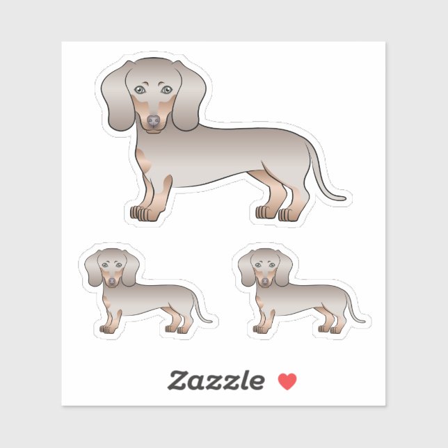 Sticker Isabella Et Tan Cheveux Court Dachshund Dessin Chi (Feuille)