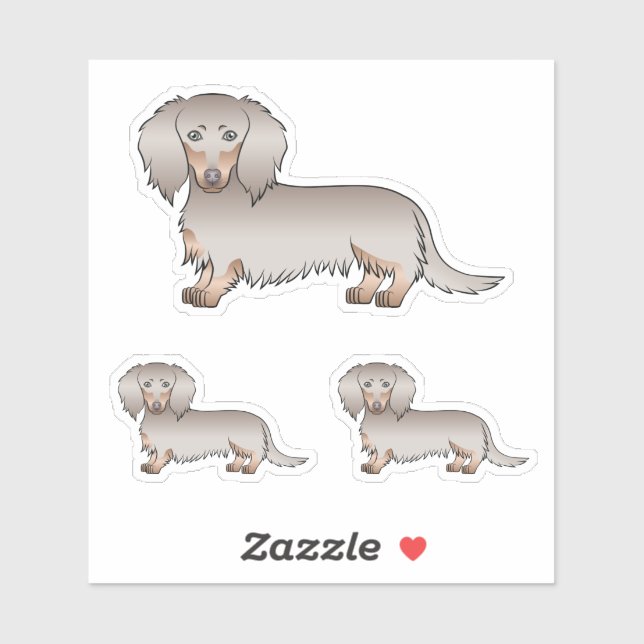 Sticker Isabella et Tan Longue Chevelure Chiens de Dessin  (Feuille)