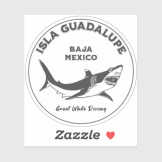 Sticker Isla Guadalupe Great White Shark v2 Diving