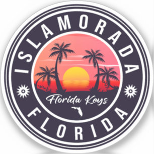 Sticker Islamorada Florida Retro Sunset Beach Souvenir 60s