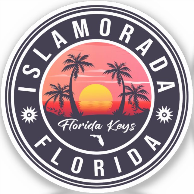 Sticker Islamorada Florida Retro Sunset Beach Souvenir 60s (Recto)