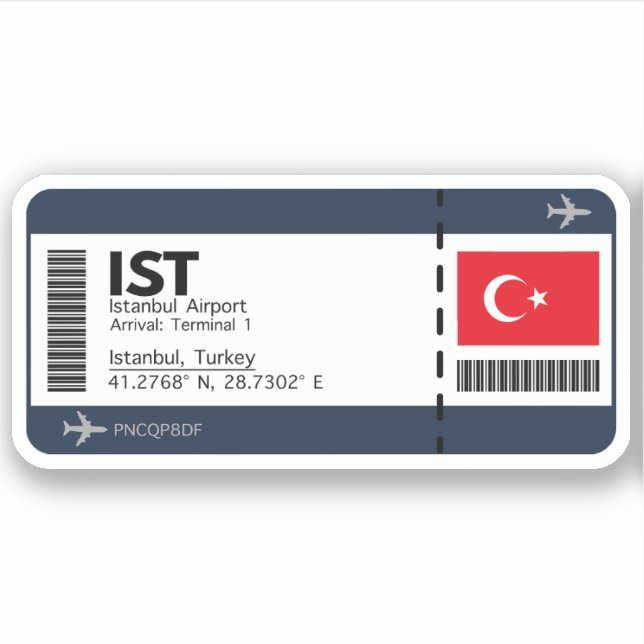 Sticker IST Istanbul Boarding Pass - billet d'aéroport (Devant)