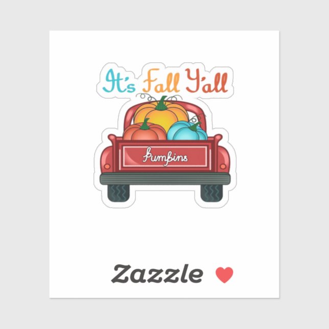 Sticker It’s Fall Y’all Pumpkin Red (Feuille)