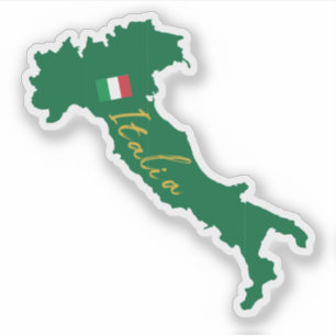 Sticker Italie Italia plan plan avec nom et drapeau