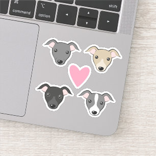 Sticker Italien greyhound Iggy Coeur rose mignon dessin an
