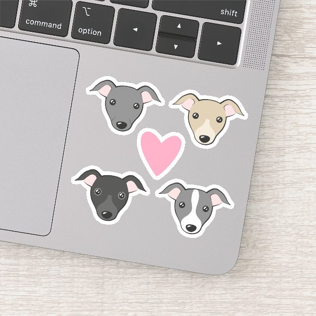 Sticker Italien greyhound Iggy Coeur rose mignon dessin an (Détail)