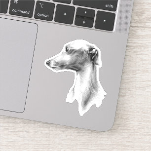 Sticker Italien Greyhound Whippet portrait de chien dessin