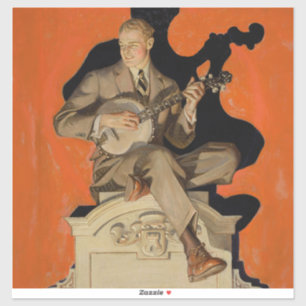Sticker J.C. Leyendecker Joueur de banjo 1920 Art déco Art