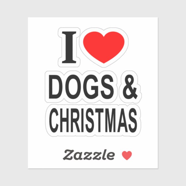 Sticker J' ❤️ CHIENS & NOËL J'AIME LES CHIENS & NOËL Vinyl (Feuille)