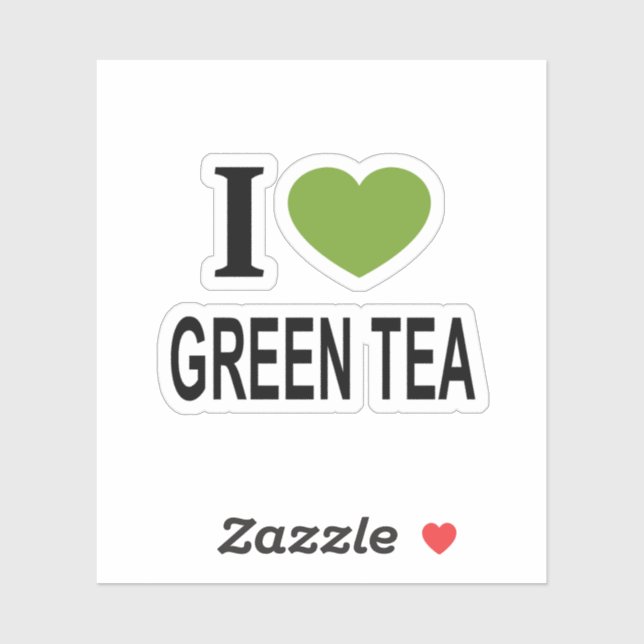 Sticker J'❤️ LE THÉ VERT avec un cœur vert J'AIME LE VERT  (Feuille)