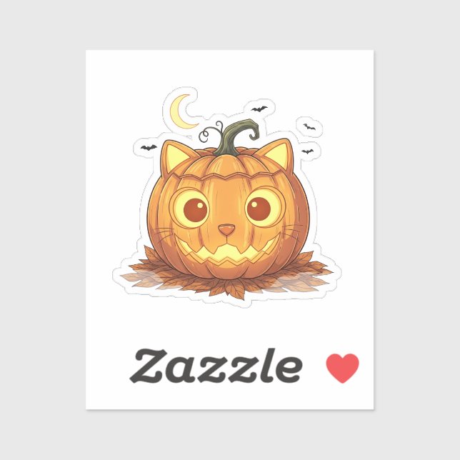 Sticker Jack-O’ Fold - Scottish Fold Cat Face Jack-o’-Lant (Feuille)