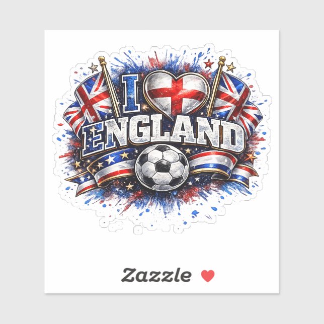 Sticker J'ADORE Angleterre 2026 Fan de foot (Feuille)