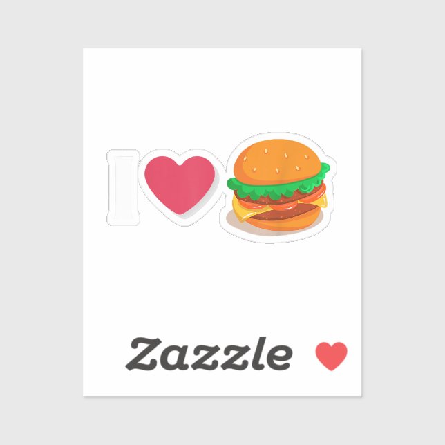 Sticker J'adore Burger Cheeseburger Manger Malsain  (Feuille)