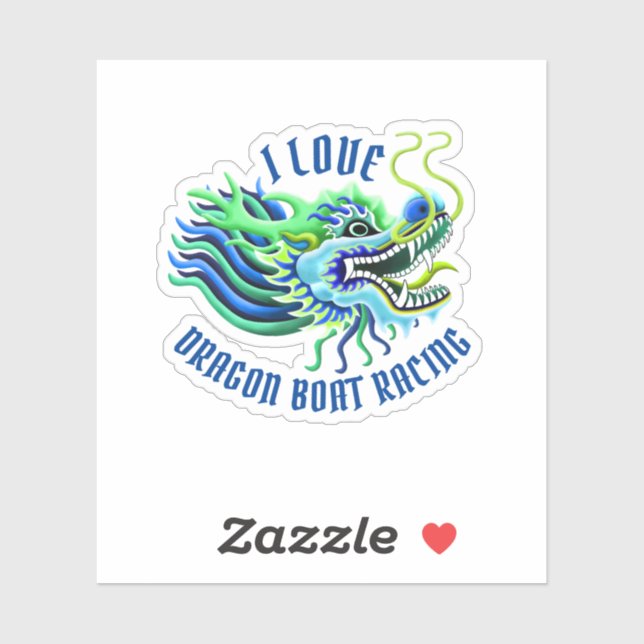 Sticker J'adore la course de bateaux dragons Blue & Green  (Feuille)