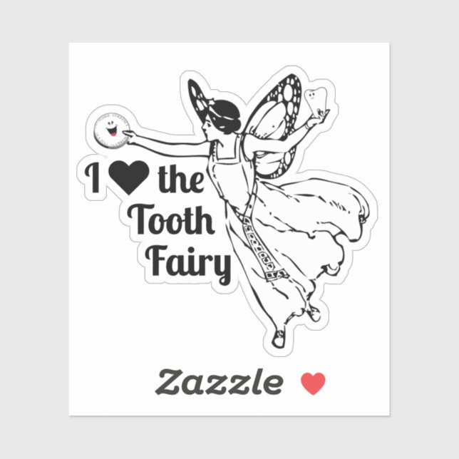 Sticker J'adore la fée des dents ! (Feuille)