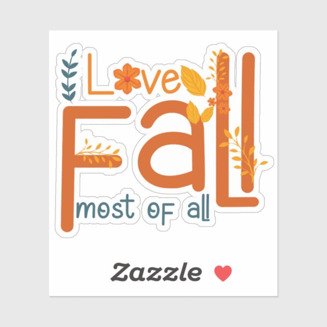 Sticker J'adore l'automne plus que tout – Conception esthé (Feuille)