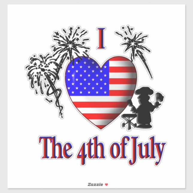 Sticker J'adore le 4 juillet (Feuille)