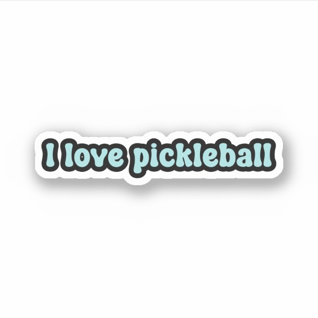 Sticker J'adore le pickleball Blue Retro Text (Devant)