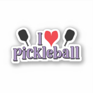 Sticker J'adore le pickleball Purple Text Pickleball Paddl