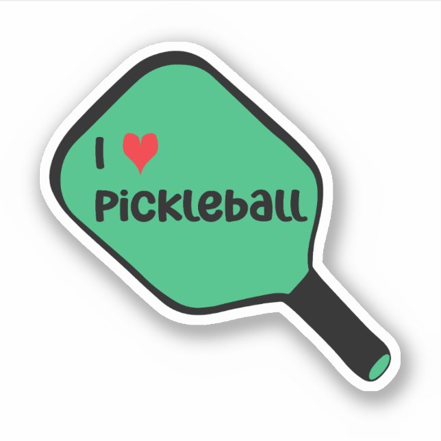 Sticker J'adore le texte sur la Pagaie de Pickleball Vert (Devant)
