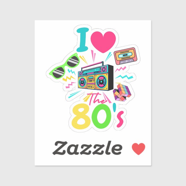 Sticker J'adore les années 80 (Feuille)