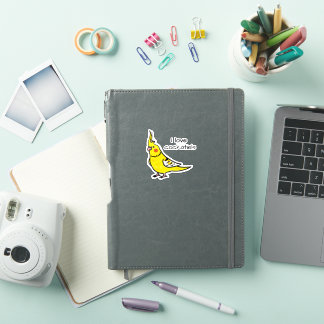 Sticker J'adore les cockatiels jaunes