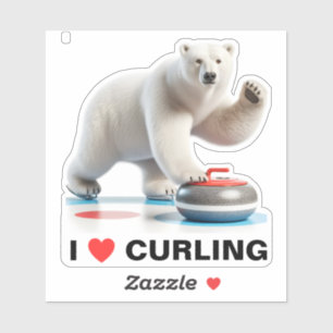 Sticker J'adore l'ours polaire curling