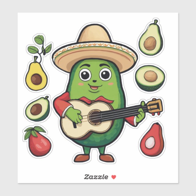 Sticker J'adore manger de l'avocat (Feuille)