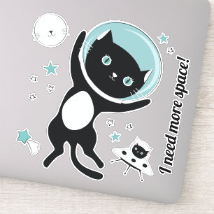 Sticker J'ai besoin de plus d'espace Chat noir dans l'espa