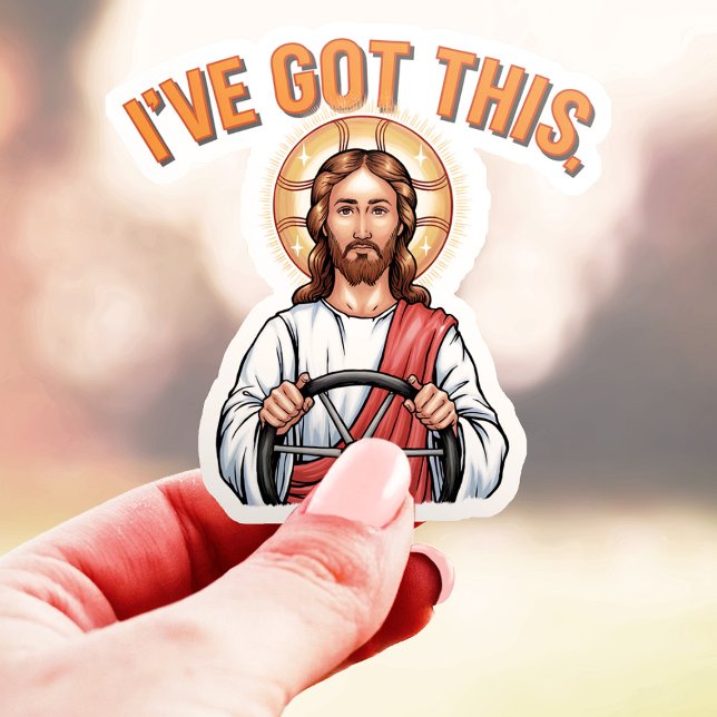 Sticker J'ai ça - Jésus drôle prend le volant Vinyle (Créateur téléchargé)
